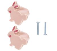 EXCEART Pomos de Cerámica para Cajones y Armarios 2 Piezas Forma de Conejo Dibujo Animado, Tiradores Resistentes y Duraderos para Muebles Infantiles, Accesorios para Decoración