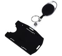 EXCEART Porta Credenciales Metálico de Zinc Doble Ranura Horizontal y Vertical, Funda Rígida para Tarjetas de Identificación, Soporte Clip Retráctil Fácil Uso para Oficina y Escuela