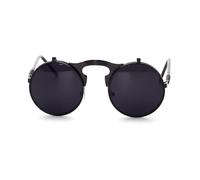 EXCEART Redondas Gafas de Sol de Metal Estilo Antiguo Polarizadas Unisex | Lente Espejo, Montura Flexible y Cómoda, Puente Apoyos Nasales, Uso Exterior, Negro