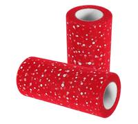 EXCEART Rollos de Tela de Tul con Lentejuelas Rojas de Poliéster, 2 Unidades, Material Transpirable y Versátil para Uso en Varias Ocasiones y Manualidades