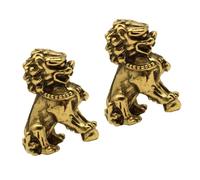EXCEART Set de 2 Adornos de León de Latón Dorado Diseño Único para Decoración Feng Shui y Atraer la Riqueza Hogar