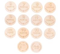 EXCEART Tarjetas de Madera Mes del Ñiño, 14 Piezas Beige para Fotografía Conmemorativa y Accesorios para Fotos de Crecimiento