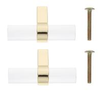 EXCEART Tiradores de Armario de Acrílico Transparente, 2 Piezas, Orificio, Diseño Dorado, Perillas para Cajones y Puertas, Accesorios para Muebles de Cocina y Dormitorio