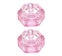 EXCEART Vasos de Cristal Hexagonales para Manicura 2 Piezas con Tapa Recipiente para Líquido de Uñas y Accesorio para Mezclar Esmalte Adecuado para Salones y Arte de Uñas Profesional