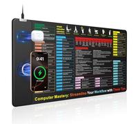 Excel - Alfombrilla de mouse con cargador inalámbrico magnético, 31.5 x 15.8 pulgadas, alfombrilla de escritorio de acceso directo Excel extendida, impermeable, ultra suave, base antideslizante