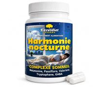 Exceldiet Pharma | Sueño & Relajación - Armonía Nocturna - Melatonina & Valeriana - 60 Cápsulas Sin Acostumbres - Cura 30-60 Días - GABA, Triptófano y Pasiflora