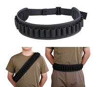 EXCELENTE Elite Spanker cinturón para Escopeta, cartuchera de 24 Cartuchos de Escopeta Redonda Escopeta Bullet Belt, Porta munición de Nylon, Porta munición para Caza táctica(BLK)