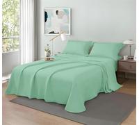 Excelente Meteorwi Home - Juego de Sábanas 4 Piezas para Cama 135 de 100% Poliéster Suave y Transpirable Incluye Sábana Encimera - Sábana Bajera Ajustable - 2 Fundas de Almohada 45x70cm (Verde Claro)