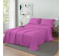 Excelente Meteorwi Home - Juego de Sábanas 4 Piezas para Cama 150 de 100% Poliéster Suave y Transpirable Incluye Sábana Encimera - Sábana Bajera Ajustable - 2 Fundas de Almohada 45x70cm (Morado)