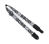 Excelentes correas de instrumento BOSS BSM-20-WB en blanco con logotipo negro | Con monograma de BOSS | Comodidad y resistencia gracias al nailon de cinco centímetros de anchura