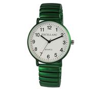 Excellanc Design - Reloj analógico de cuarzo para mujer, con cordón metálico, color blanco y verde, Verde
