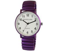 Excellanc Design - Reloj de pulsera para mujer, analógico, de metal, elástico, flexible, de cuarzo, color blanco y morado, morado, Correa