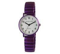 Excellanc Design - Reloj de pulsera para mujer, analógico, de metal, elástico, flexible, de cuarzo, color blanco y morado, morado