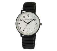 Excellanc Design - Reloj de pulsera para mujer, analógico, de metal, elástico, flexible, de cuarzo, color blanco y negro, Negro , Correa
