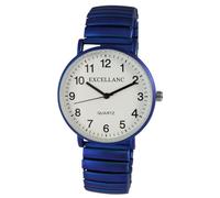 Excellanc Design - Reloj de pulsera para mujer, analógico, de metal, elástico, flexible, de cuarzo, color blanco y azul, azul