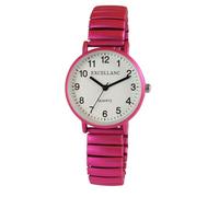 Excellanc Design - Reloj de pulsera para mujer, analógico, de metal, elástico, flexible, de cuarzo, color blanco y rosa, rosa, Pulsera