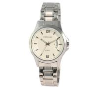 Excellanc - Reloj analógico para hombre, color blanco, plata, fecha, metal, cuarzo, plata
