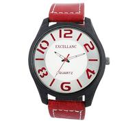 Excellanc - Reloj analógico para hombre, piel sintética, cuarzo, color blanco, plateado y marrón, marrón