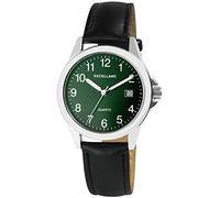 Excellanc Reloj de hombre de piel sintética con hebilla de fecha, analógico, cuarzo, 2900211, Negro Plata Verde, Correa