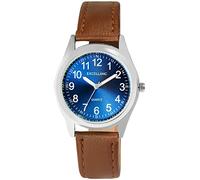 Excellanc Reloj de hombre de piel sintética con hebilla, manecillas luminosas, analógico, cuarzo, 2900227, Marrón y azul., Correa