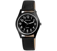 Excellanc Reloj de hombre de piel sintética con hebilla, manecillas luminosas, analógico, cuarzo, 2900227, Negro, Correa