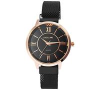 Excellanc Reloj de mujer Milanese de acero inoxidable, cierre magnético, cuarzo, analógico, 1300032, Negro , Correa