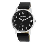 Excellanc Reloj de piel sintética negra para hombre con indicador de fecha