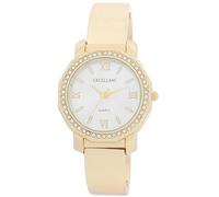 Excellanc Reloj de pulsera de cuarzo para mujer con números romanos, longitud de 15 cm, regalo para mujeres, dorado/blanco, Pulsera