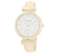 Excellanc Reloj de pulsera de cuarzo para mujer, pulsera de metal, números legibles, longitud de 16 cm, regalo para mujeres, dorado/blanco, Pulsera