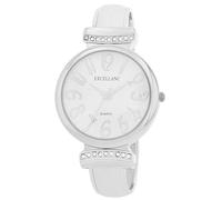 Excellanc Reloj de pulsera de cuarzo para mujer, pulsera de metal, números legibles, longitud de 16 cm, regalo para mujeres, plateado y blanco, Pulsera