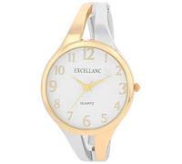 Excellanc Reloj de pulsera de metal para mujer, números legibles, redondos, longitud de 15,5 cm, reloj de pulsera de cuarzo, idea de regalo para mujeres, Bicolor., Pulsera