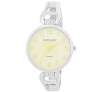 Excellanc Reloj de pulsera para mujer, pulsera de metal, números legibles, analógico, longitud de 15 cm, reloj de pulsera de cuarzo para mujer, plateado/oro, Pulsera