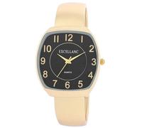 Excellanc Reloj de pulsera para mujer, pulsera de metal, números legibles, caja cuadrada, longitud de 15 cm, reloj de pulsera de cuarzo, idea de regalo para mujeres, dorado y negro, Pulsera