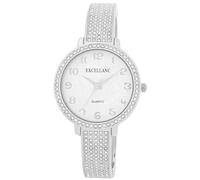 Excellanc Reloj de pulsera para mujer, pulsera de metal, pulsera pulida, números legibles, redondos, longitud de 16 cm, reloj de pulsera de cuarzo, idea de regalo para mujeres, plateado y blanco