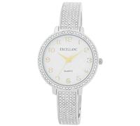 Excellanc Reloj de pulsera para mujer, pulsera de metal, pulsera pulida, números legibles, redondos, longitud de 16 cm, reloj de pulsera de cuarzo, idea de regalo para mujeres, Plata/Blanco/Oro