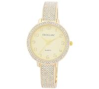 Excellanc Reloj de pulsera para mujer, pulsera de metal, pulsera pulida, números legibles, redondos, longitud de 16 cm, reloj de pulsera de cuarzo, idea de regalo para mujeres, dorado, Pulsera