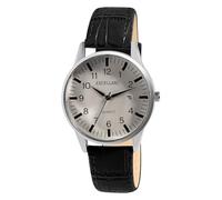 Excellanc Reloj para hombre, beige, negro, analógico, piel sintética, cuarzo, negro, Negro 1