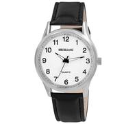 Excellanc Reloj para hombre, piel sintética, color negro y plateado
