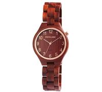 Excellanc Reloj Pulsera Agujas de Madera para Mujer con Cierre Desplegable Analógico de Cuarzo 1800236, Madera de Sándalo Rojo