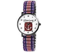 Excellanc Reloj Pulsera de Mujer de Acero Inoxidable con Cordón de Ancla Marítima Impresa, Analógico, Cuarzo, 1700070, Lila, Azul, Blanco