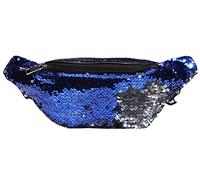 Excellanc - Riñonera con lentejuelas para hombre y mujer, idea de regalo para carnaval de los años 80 y 90, azul, talla única, Riñonera
