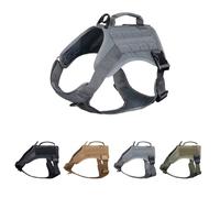 EXCELLENT ELITE SPANKER Arnés Táctico para Perro Chaleco con Asa Arnés Militar para Perros Arnés de adiestramiento Ajustable Arnés para Perros pequeños, medianos y Grandes(GRY-L)