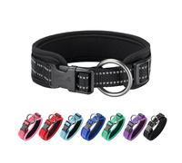 EXCELLENT ELITE SPANKER Classic PU Material Collar de Mascotas con Hebilla Ajustable para Pequeños Medianos Grandes Perros Paseos Entrenamiento Negro Rojo Azul(BLK-L)