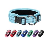 EXCELLENT ELITE SPANKER Classic PU Material Collar de Mascotas con Hebilla Ajustable para Pequeños Medianos Grandes Perros Paseos Entrenamiento Negro Rojo Azul(LBLU-S)