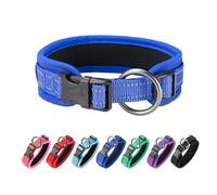 EXCELLENT ELITE SPANKER Classic PU Material Collar de Mascotas con Hebilla Ajustable para Pequeños Medianos Grandes Perros Paseos Entrenamiento Negro Rojo Azul(BLU-L)