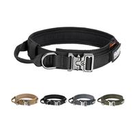 EXCELLENT ELITE SPANKER Collar de adiestramiento Ajustable de Nylon Collar de Perro Militar Hebilla de Metal Resistente con asa de Control para Perros medianos y Grandes con Parches(BLK-L)