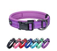 EXCELLENT ELITE SPANKER Collar de perro de nailon reflectante con acolchado suave transpirable ajustable grueso collares para mascotas para perros pequeños, medianos y grandes (S, morado)