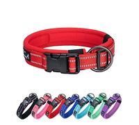 EXCELLENT ELITE SPANKER Collar de perro de nailon reflectante con acolchado suave transpirable ajustable grueso collares para mascotas para perros pequeños, medianos y grandes (XL, rojo)