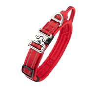 EXCELLENT ELITE SPANKER Collar de Perro de Nylon Grueso Suave Acolchado Reflectante Ajustable Collar de Mascota con Hebilla de Metal Resistente de liberación rápida para Perros pequeños(Red-S)