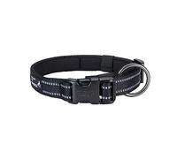 EXCELLENT ELITE SPANKER Collar Reflectante Clásico de Nylon Suave Acolchado Transpirable Ajustable con Hebilla de Liberación Rápida para Perros Pequeños Medianos Grandes Adiestramiento(M-BLK)
